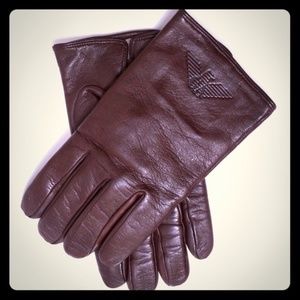 Emporio Armani Brown Leather Gloves sz. L